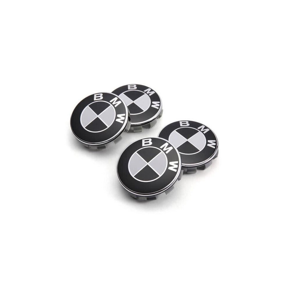 X4 Wheel Center Caps 68Mm Bmw Emblem Hubcap Ref No:36136783536 Black/White 6083684948428