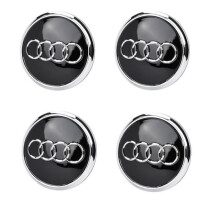 4 Stück schwarze 77-mm-Radnabenkappen mit Audi-Emblem für Q7 4L0 601 170