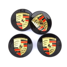 4 x 76 mm Radnabenkappen für Porsche Standard Schwarz ABS - JSHACF-A0250
