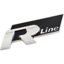 Emblem-Aufkleber – VW – R-Line – 3D-Metall – Schwarz/Silber – Einfache Montage