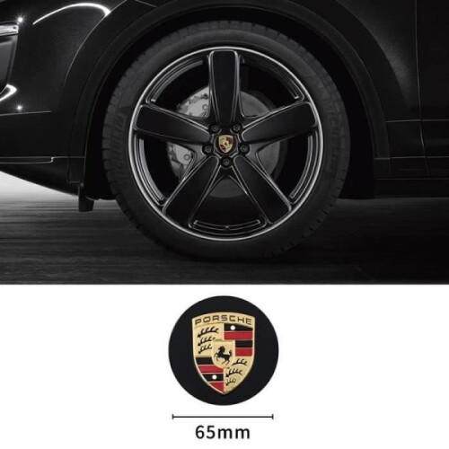 4 x Μαύρα καλύμματα τροχών ABS με λογότυπο 65mm για Porsche Macan 1