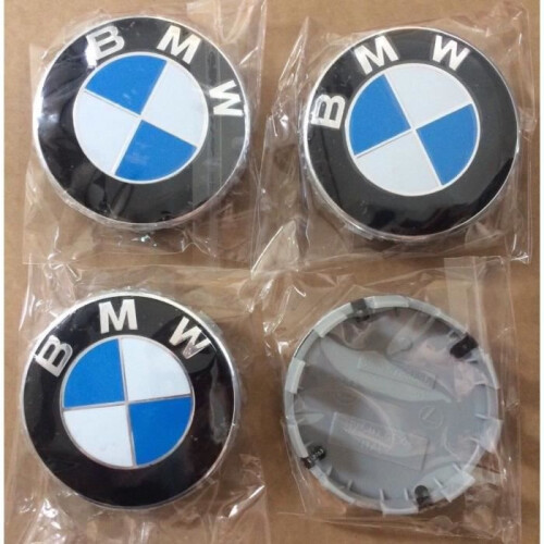 Τάπες τροχών - BMW - 4 x 68mm - Μπλε και λευκό λογότυπο - Αλουμίνιο - ABS υψηλής ποιότητας 2