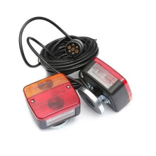 Jeu de 2 Feux Arrière A Base Magnétique Homolgation E11 12V 4 Fonctions 7,5m Câble Pour Remorque Tracteur Camion Caravane