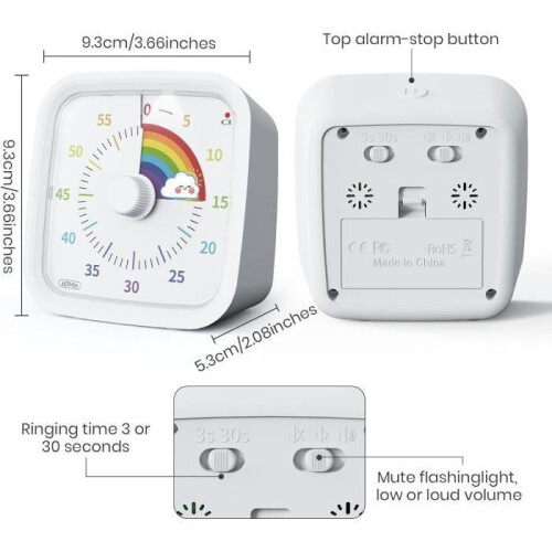Rainbow Timer - 60-Minute Countdown - Visual Display - Protective Cover Included 1