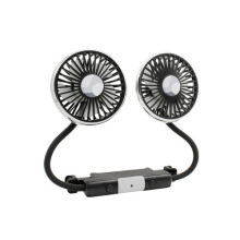Car Dual Head Fan with Flexible Neck USB Type-C Cooling Fan for Back Seat