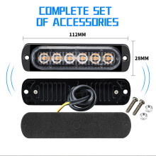 2 Stück 12-24V LED-Strobe - 18W, Schwarz, 15x10x3cm