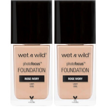 Wet n Wild Photo Focus Matte Liquid Foundation Rose Ivory, Vegan & Cruelty-Free (Pack of 2)