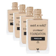 Wet n Wild Photo Focus Matte Liquid Foundation Porcelain, Vegan & Cruelty-Free (Pack of 4)