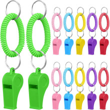 12pcs Sports Whistles Set Plastic Loud Survival Outdoor Whistle Keychain Basketball Referee