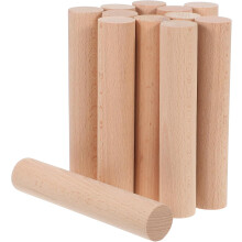 12 stuks ronde deuvels van beukenhout, 28 mm diameter, 15 cm lengte, hardhouten stokjes