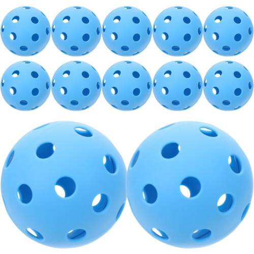12pcs Mini Popper bolas 72mm azul oco plástico macio batendo beisebolas beisebolas práticas leves