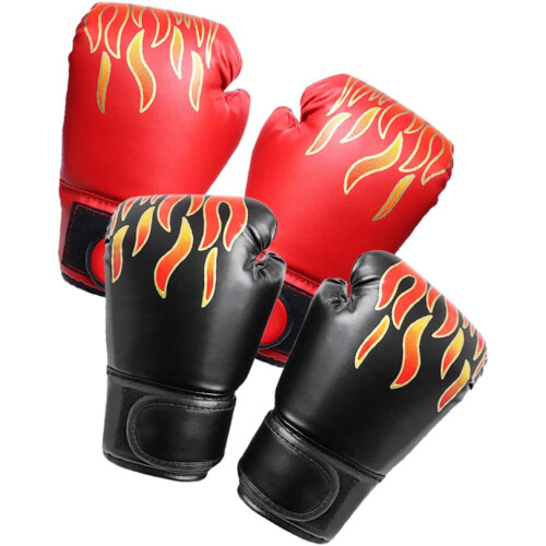 Guantoni da boxe, 2 paia, in pelle PU, per kickboxing e sparring.