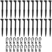 20 schwarze Kunststoff-Heringe mit Clips für Campingzelte, Set mit aufblasbaren Bodenankern