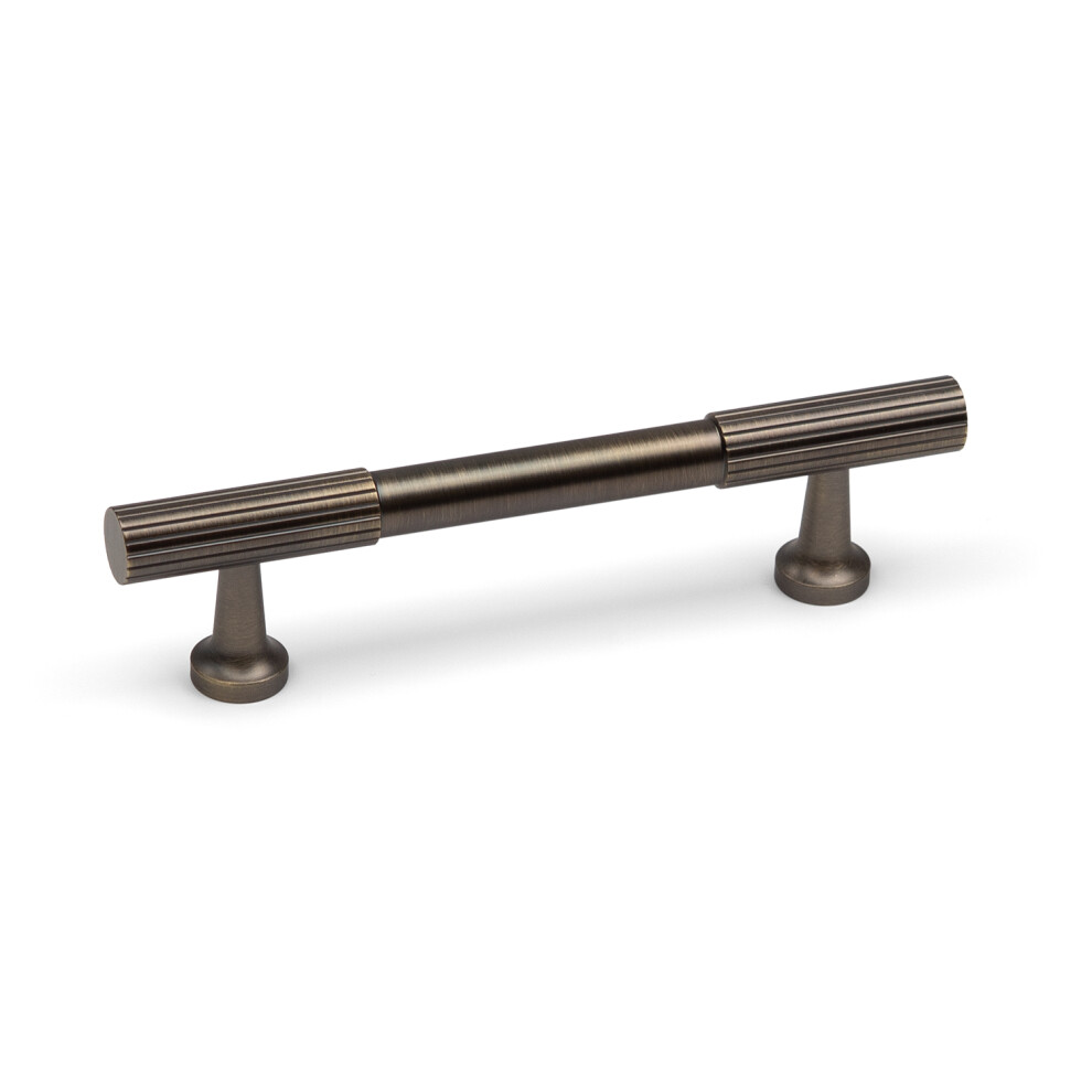 96Mm Antique Brass Reeded Detail Cabinet T-Bar Handle 5056767305907