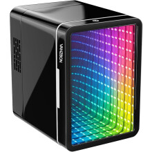 Mini Fridge, Mini Compact Refrigerator with Gaming Light, 4 Liter/6 Cans Small Refrigerator with Mirror Door, AC/DC Portable Mini Cooler
