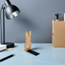 2 Stück Buchstützen aus Holz in Hasenform, kleine Hasen-Buchstützen für den Schreibtisch, funktionale Tier-Buchstützen