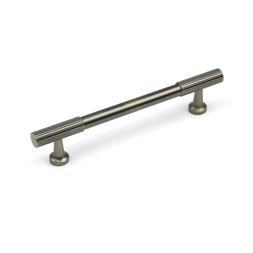 128Mm Antique Brass Reeded Detail Cabinet T-Bar Handle 5056767305914