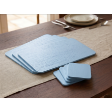 8x PlacematCoaster Set Wood Veneer SkyBlue 21x29Cm