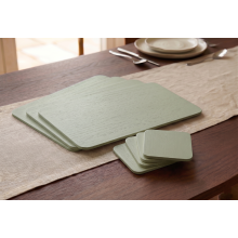 8 X Placemat/Coaster Set Wood Veneer Green 21x29Cm