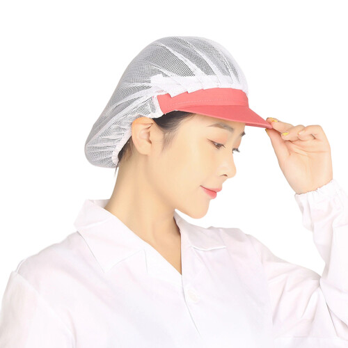Mesh Work Cap for Chefs Unisex Breathable-rose red visor1