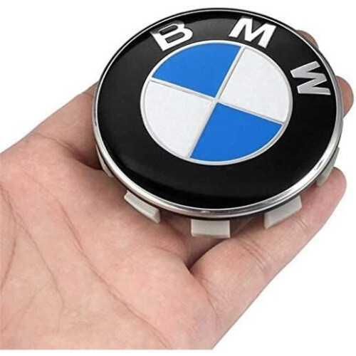 4 cache-moyeux de roue BMW 68 mm, emblème bleu et blanc 2