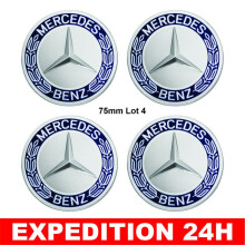 4x Mercedes-Benz Midnight Blue 75mm Radnabenkappenemblem