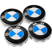 4 Stück BMW Logo 68mm Radnabenkappen Felgenembleme Blau Weiß Felgenplakette