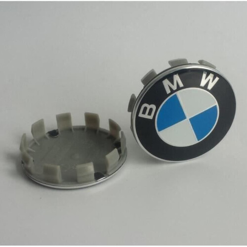 4 cache-moyeux de roue BMW 68 mm, emblème bleu et blanc 2