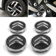 4 Stück Citroen 60mm Radnabenkappen für C2 C4 C5 C6 C-Quatre Logo Schwarz/Chrom