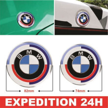 1 BMW motorkaplogo (82 mm) + 1 kofferbaklogo (74 mm diameter) - embleem voor de 50e jubileumeditie (nieuw)