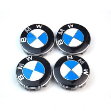 4 pezzi Logo BMW Coprimozzo Ruota Centrale 68mm Emblema Cerchio Blu Bianco