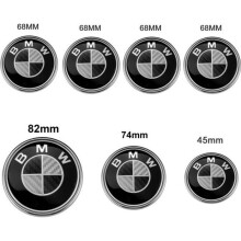 Set di 7 coprimozzi con logo BMW in carbonio nero