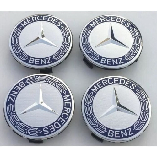 4 coprimozzi per cerchi Mercedes cromati e blu