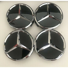 4 loghi 75mm Nero lucido Emblema Mercedes Coprimozzo Ruota Distintivo Centrale