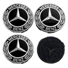 Coprimozzi per cerchi - Mercedes Benz - 75 mm - Nero classico - ABS - 100% impermeabili