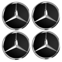4 Mercedes Emblem Logos Wheel Center Hub Cap Badge Black 75mm