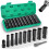 11-Piece 1/2" Drive Impact Socket Set, 10-24mm Long Socket Set, Sockets and Sets, Impact Wrench Socket 1