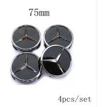 4 Wheel Center Caps - Hubcaps - Mercedes - black - 75mm - A-B-C-E class