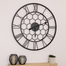 Charles Bentley Stanwick Round Skeleton Wall Clock, Black 90x90x4.5cm
