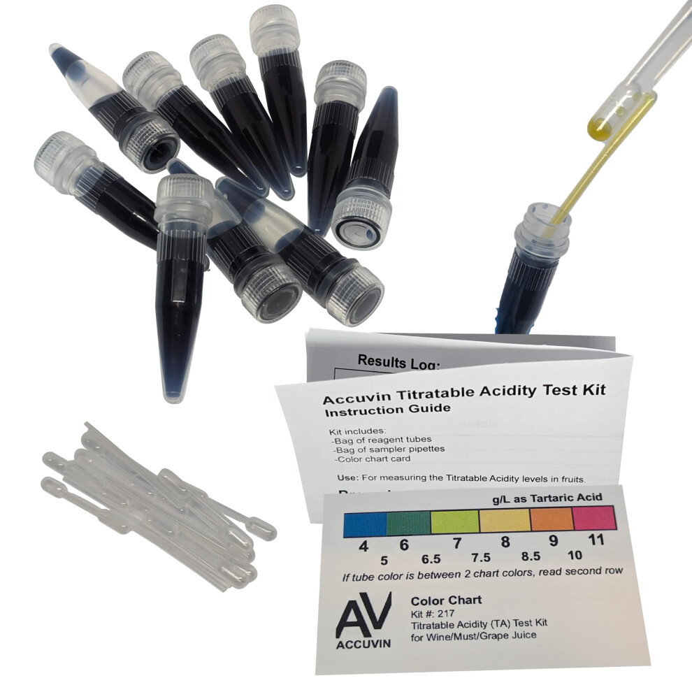 Accuvin Wine/Must/Grape Juice Titratable Acidity Test Kit, 4.0-11.0 G/L Tartaric Acid [10 Tests]