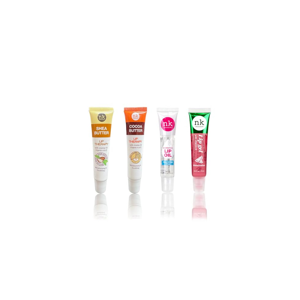 Nicka K New York Nk Lip Gloss Gel 15Ml Vitamin E, Shiny, Nourishes, Shea Butter, Coco A Butter, Lip Oil And Watermelon Flavoured By Nicka K (Multi Pack Of 4).