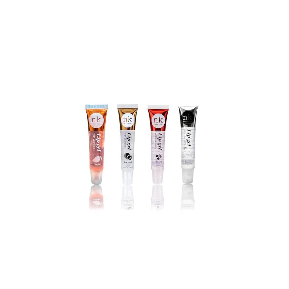 Nicka K New York Clear Nk Lip Gloss Gel 15Ml Vitamin E, Shiny, Nourishes, Mango, Coconut, Rosehip And Flavoured By Nicka K (Multi Pack Of 4).