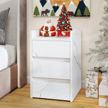 YITAHOME Bedside Table with 3 Drawers and Power Station, Modern Nightstand End Table, Water-Resistant Storage Side Table for Living Room and Bedroom,