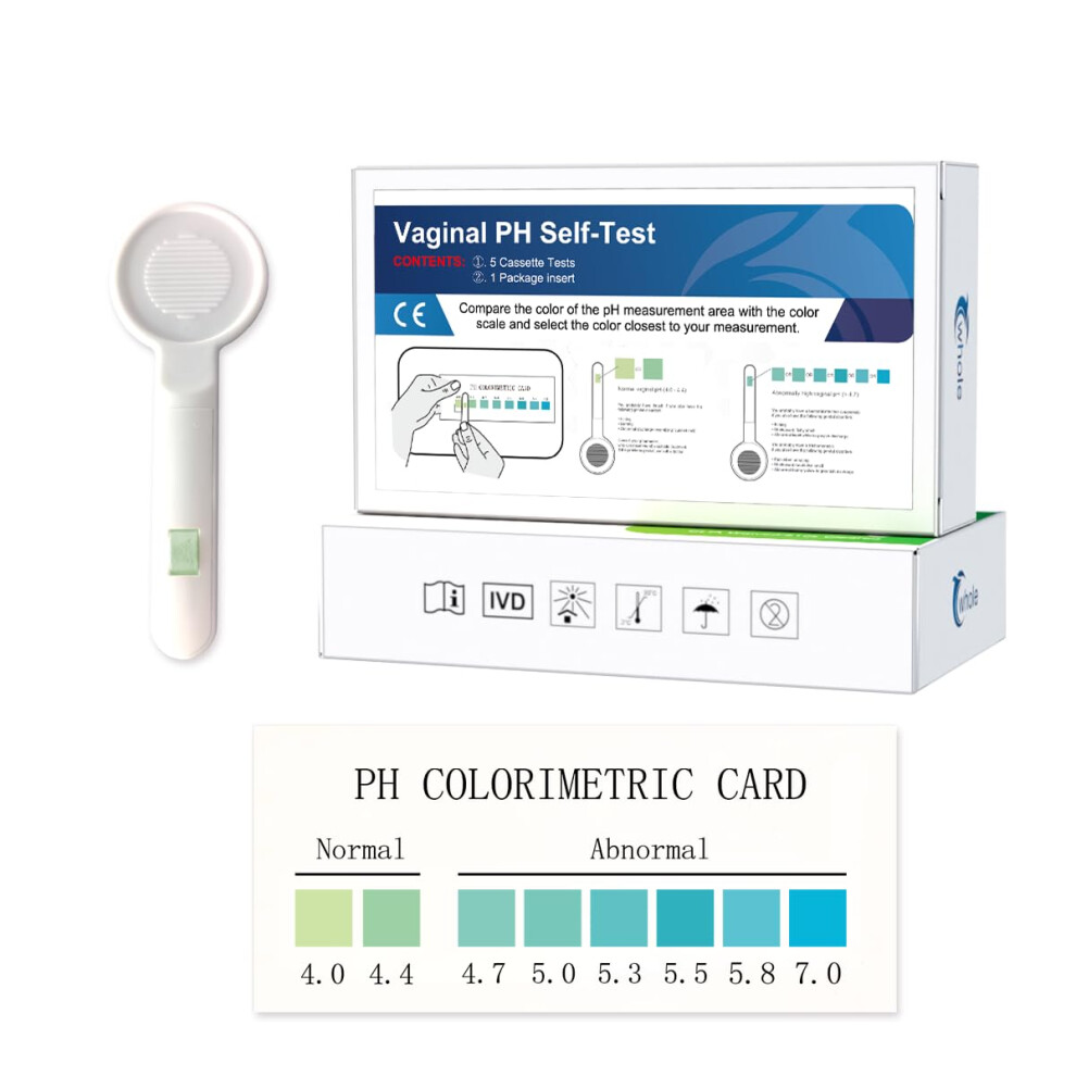 Cwhole 5 Pcs Vaginal Ph Tests, Feminine Health Kits Self Testing Ph Balance For Women Bacterial Vaginosis Test