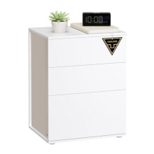 Vasagle LET778W01 Bedside Table, Super Fast Tool-Free Assembly, Toolless Technology, Side Table 3 Drawers, Bedside Cabinet, Bedroom, Living Room,