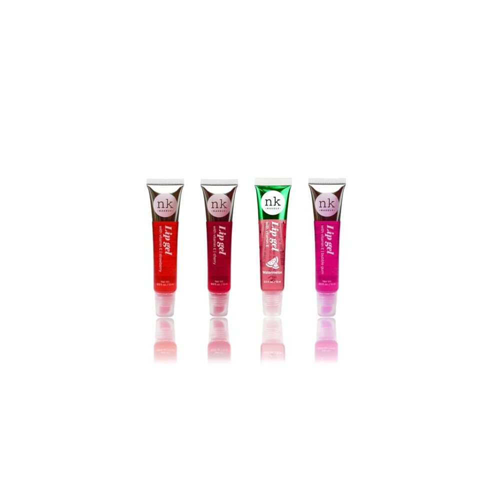 Nicka K New York Nk Lip Gloss Gel 15Ml Vitamin E, Shiny, Nourishes, Strawberry, Chery, Watermelon And Bubble Gum Flavoured By Nicka K (Multi Pack Of 4).