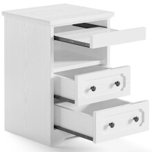IRONCK Bedside Table with 2 Drawers, Modern Nightstand with Open Shelf, End Table with Pull-Out Tray for Bedroom, Living Room, White