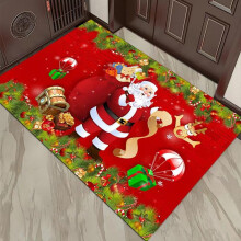 srn Christmas Snata Claus Bath Rugs Cartoon Xmas Elk Bathroom Rugs Non Slip Ultra Soft Red Green Merry Christmas Bath Mats for Bathroom Doormats Floor