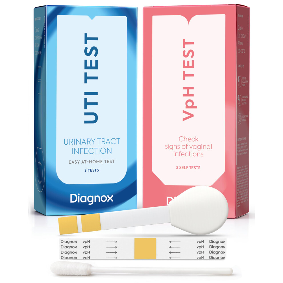 Diagnox Health Diagnox Uti & Vaginal Ph Test Bundle For Women ? Clinical Grade Accuracy ? 3 Uti Test Strips & 3 Vaginal Ph Test Strips ? Yeast Infection Test Kit
