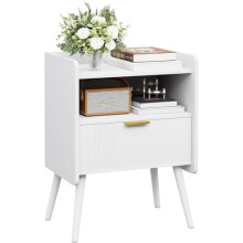 Garden 4 you Bedside Table, Nightstand, Bed Side Table with Wood Decorated Drawers, Modern Bedside Cabinet, Bedroom End Table with Storage, Quick Easy